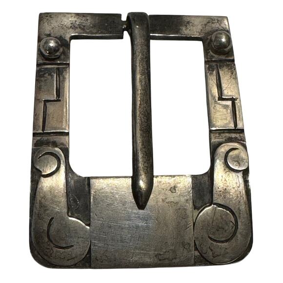 Vintage Taxco Mexico JS Sterling Silver 925 Small Belt Buckle 1.5x2 Southwestern - Picture 1 of 11